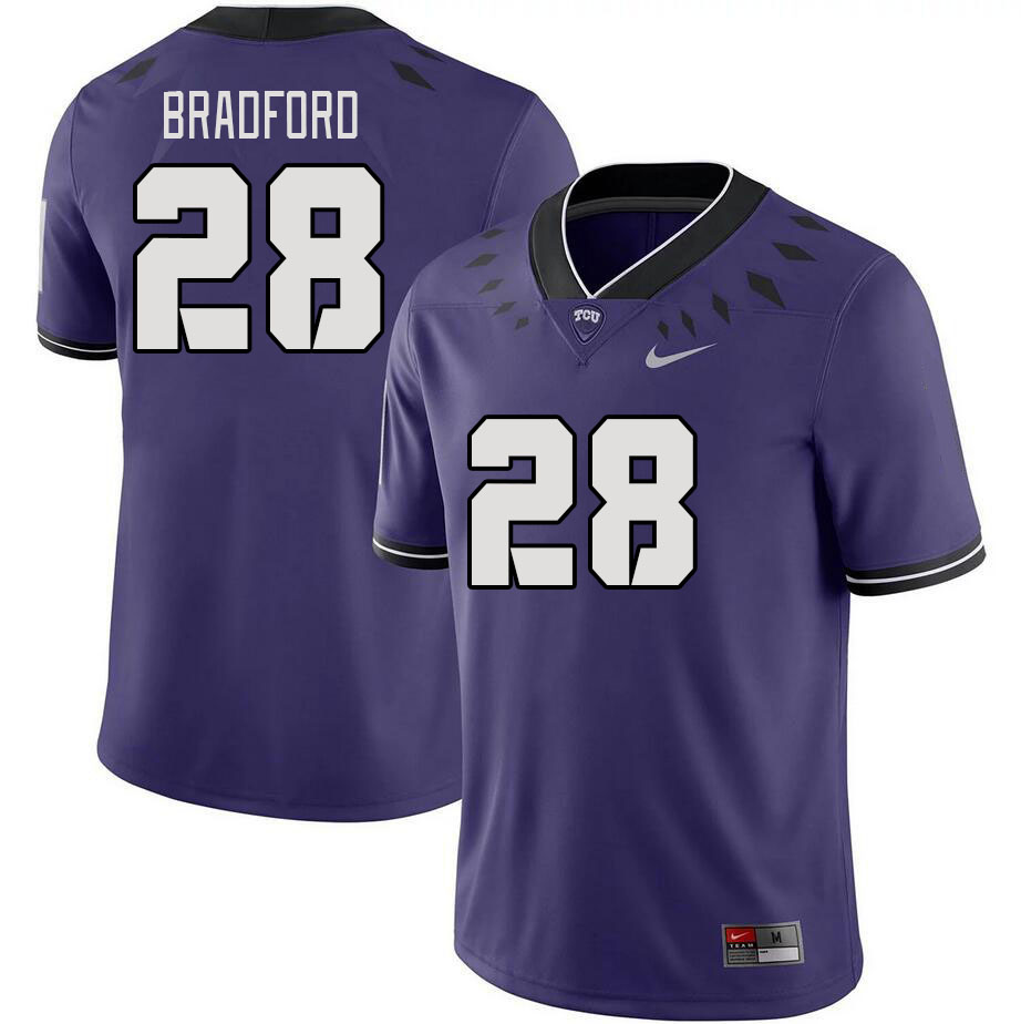 Men #28 Millard Bradford TCU Horned Frogs 2023 College Footbal Jerseys Stitched-Purple